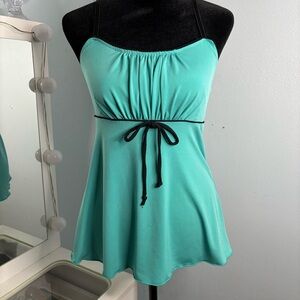 A. Byer Teal Blouse with Black Accents